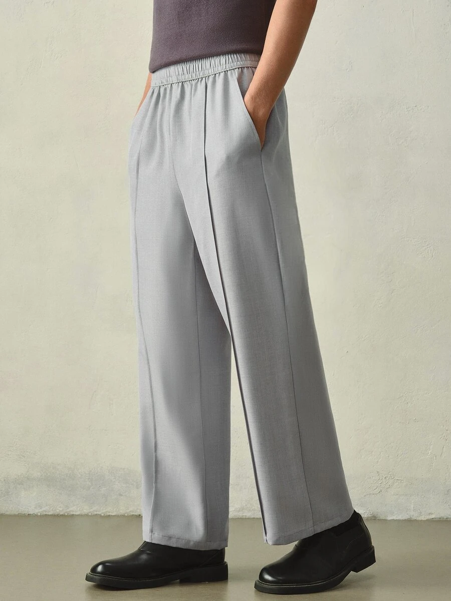 RONVEXI Men's Casual Versatile Commute Solid Color Pants Formal Old Money - Light Grey - View 1