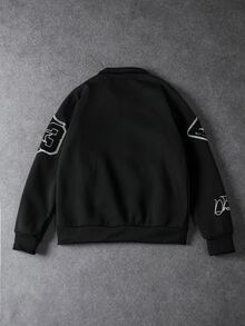 SLATEMANN Men's Casual Towel Embroidery Thermal Lined Jacket, Autumn/Winter - Black - View 2