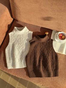 Tween Girl Solid Color Casual Versatile Daily Wear Knit Tops 2pcs Set Pullover - Multicolor - View 3