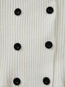 SHEIN Christmas Snowflake Jacquard Turtleneck Sweater Petal Sleeve Red Knit Pullover - Beige - View 8