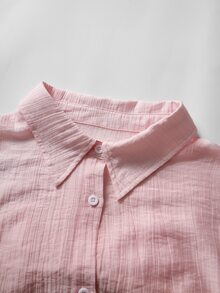 GlowEve CURVE Women's Lace Bowknot Pink Long Sleeve Plus Size Blouse - Pink - View 7