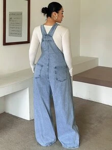 Dazy Plus Overall Denim Warna Terang, Longgar, Kasual, Gaya Feminin, Musim Semi, Musim Panas, Awal Musim Gugur, Serbaguna - Light Wash - View 7