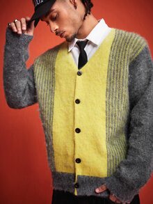 ROMWE MEN Men's Colorblock Casual Versatile Daily Wear Cardigan - Multicolor - View 8