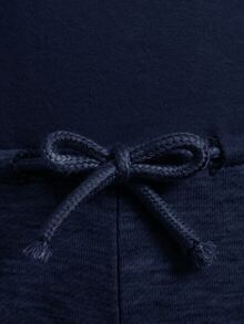 SHEIN Teen Girl Teen Girls Knit Navy Blue Drawstring Casual Long Pants - Navy Blue - View 5