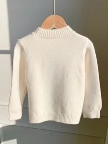 SHEIN 小男孩純色兒童百搭舒適圓領長袖套頭秋季毛衣 - 彩色 - 查看 2