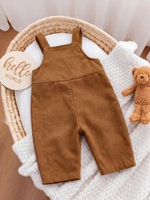 SHEIN 女嬰秋冬休閒熊刺繡連身衣 - 棕色 - 查看 2