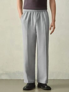 RONVEXI Men's Casual Versatile Commute Solid Color Pants Formal Old Money - Light Grey - View 3