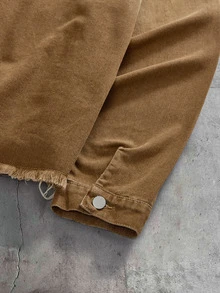 AXEPEAK Men's Brand Khaki Zipper Applique Embroidered Long Sleeve Top - Brown - View 3
