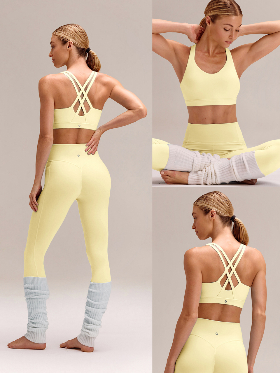 FeatherFit™ Crisscross Back Scoop Neck Removable Cups Active Bra Low Impact Yoga Pilates Studio Daily Casual Wear