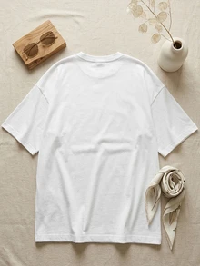 Dazy Plus Letter Print Loose Short Sleeve Casual Vacation White Versatile T-Shirt - White - View 7
