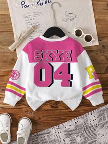 SHEIN | PAW Patrol Young Girl Cute Cartoon Pattern Print Crew Neck Long Sleeve Sweatshirt - White - View 2