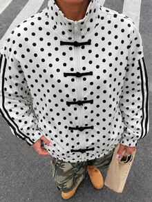 Modelyn Women's Polka Dot Colorblock Casual Versatile Daily Long Sleeve Jacket - Multicolor - View 4