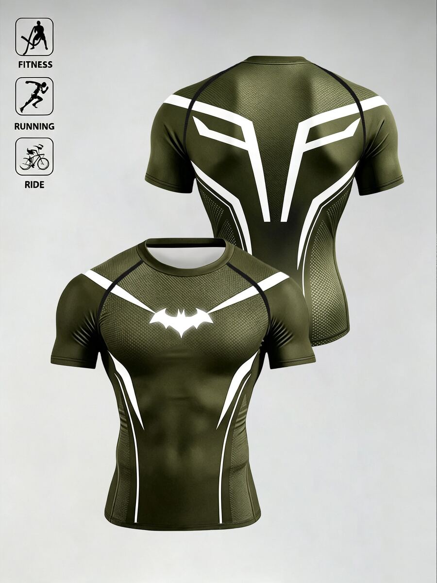 BATMAN X SHEIN Men Sports Tees & Tanks - Multicolor - View 1