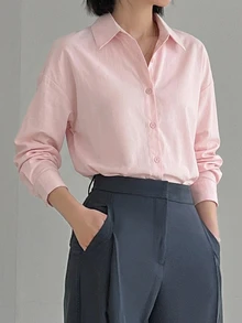 DAZY Women's Solid Color Casual Versatile Daily Wear Shirt Fall - Pink - View 4