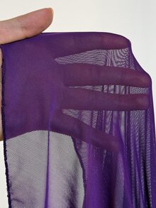 Maweii Plus Size Women's Sexy Round Neck Flowy Ruffle Trim Patchwork Long Sleeve Slim Fit Flattering Mesh Solid Purple T-Shirt Fall - Purple - View 7