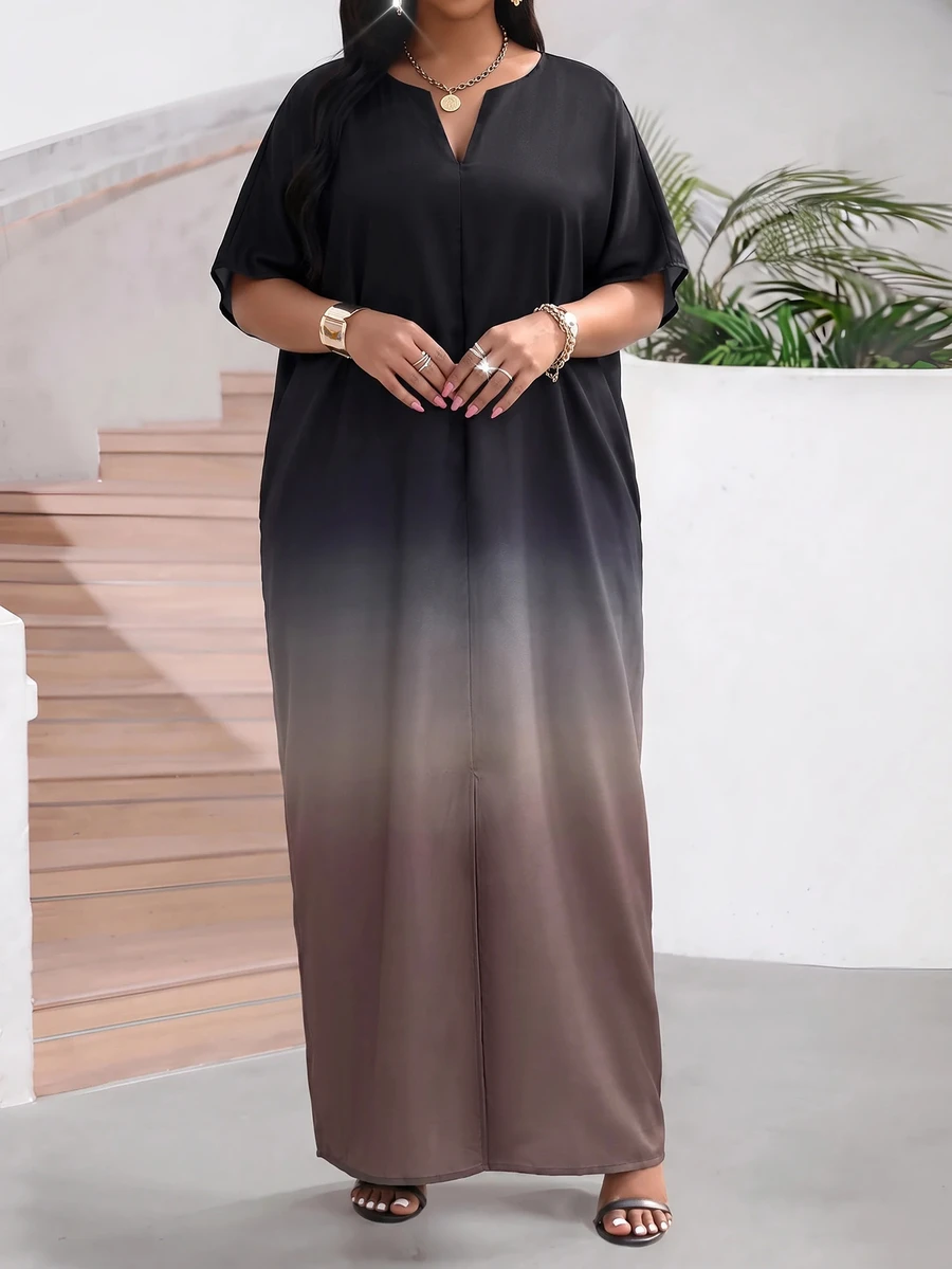 SHEIN Lady 秋冬休閒白色編織缺口式裹身單袖長洋裝 大尺碼女裝 秋季女式外出服 女式晨袍 四季通用沙灘裙 職場休閒女裝 - 彩色 - 查看 1