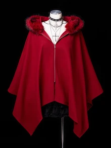 Sunspun Plus Size Women's Fleece Hooded Zip-Up Casual Daily Overcoat Winter - Red - View 3
