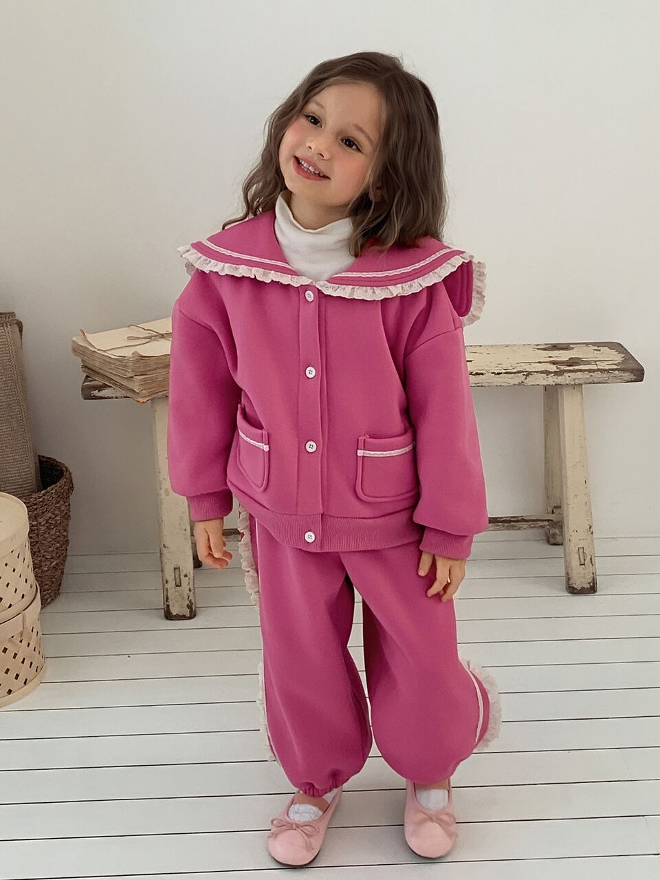 Young Girl Colorblock Long Sleeve Sweatshirt And Sweatpants Casual Daily Set