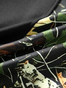 ROMWE MEN Street Life Men's Printed Patchwork Hoodie - Black - View 7