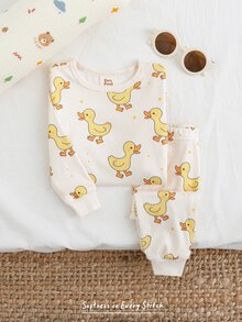 Cozy Pixies 可愛舒適卡通印花修身嬰幼兒睡衣套裝居家服 - 彩色 - 查看 1
