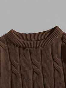 EASEVO Sweater Kasual Pria Ukuran Besar Warna Polos untuk Sehari-hari, Cocok untuk Pesta Halloween, Musim Dingin, dan Musim Gugur. - Coffee Brown - View 3