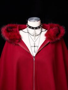 Sunspun Plus Size Women's Fleece Hooded Zip-Up Casual Daily Overcoat Winter - Red - View 4