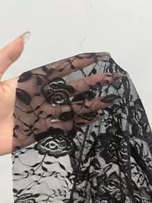 Rustia 大尺碼女款復古法式浪漫玫瑰蕾絲荷葉邊上衣－荷葉邊設計喇叭長袖上衣 Y2K 哥德風派對休閒襯衫，適合派對、萬聖節、酒吧襯衫、情人節、春節、聖誕節、姐妹聚會，黑色性感上衣 - 黑色 - 查看 8