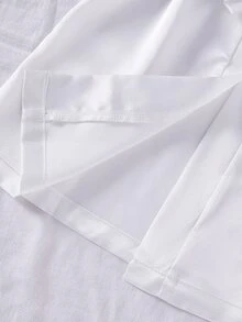 女童白色舒適柔軟緞面公主印花長袖露背繫帶長款睡袍家居服 - 白色 - 查看 7