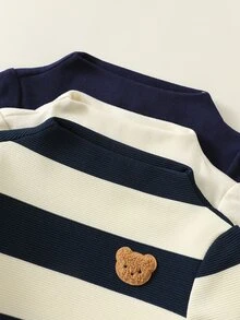 SHEIN 3pcs Baby Boy Solid Color Versatile Comfortable Crew Neck Long Sleeve Pullover Top, Suitable For Autumn/Winter, Perfect For Layering - Multicolor - View 5