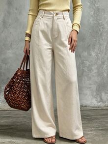 Trelyra Women's Fashion Casual Commute Versatile Long Pants - White - View 3
