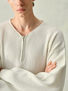 RONVEXI Men's Autumn/Winter Casual Versatile Solid Color Sweater - Beige - View 8