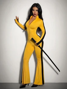 SHEIN ICON Women's Cosplay Black And Yellow Halloween Cos Costume ...