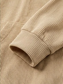 EMERY ROSE Women's Solid Color Raglan Long Sleeve Zip-Up Half Placket Pocket Casual Sweatshirt - Khaki - View 5