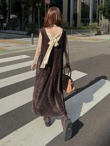 FRIFUL Women's Casual Sleeveless Long Dress, Autumn/Winter - Black - View 5