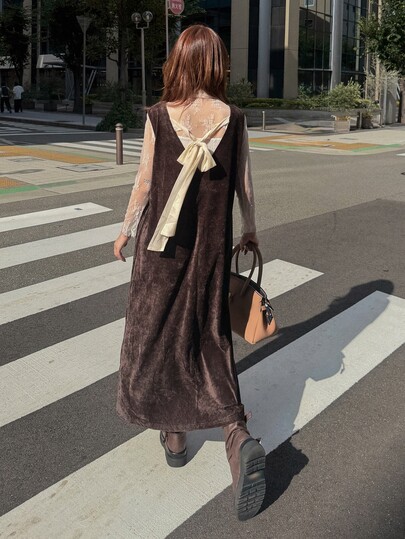FRIFUL Vestido largo casual sin mangas para mujer, otoño/invierno