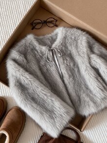 Comfortcana Plus Size Women's Winter Fashion Faux Fur Coat - Khaki - View 3