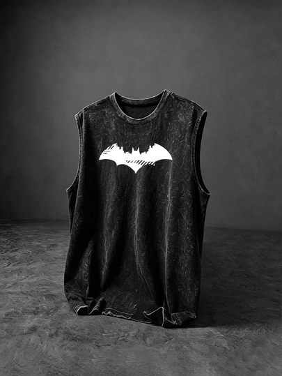 BATMAN X SHEIN Men's Bat Print Crew Neck Sports Tank Top