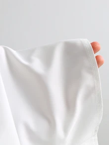 Sweetra Women's Long Sleeve Waist-Cinching Pocket Flap Decor Commuter Casual Minimalist Shirt - White - View 5