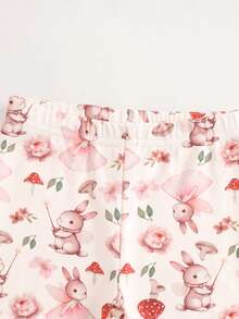 SHEIN 女嬰可愛修身卡通圖案居家服套裝 - 粉色 - 查看 5