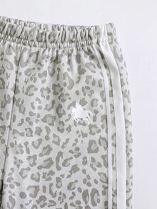 Baby Boy Cute Casual Sports Light Color Leopard Print Sweatshirt & Elastic Waist Long Autumn Pants Set - Light Grey - View 4