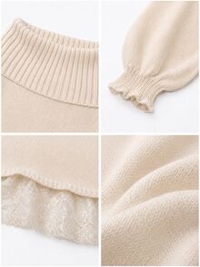 SHEIN Women's Autumn/Winter Thick Knit Off-Shoulder Off-Shoulder Sweater Dress - Apricot - View 5