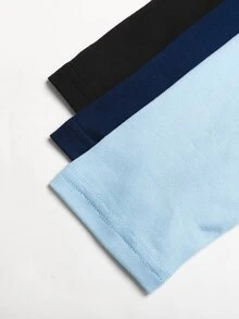 Tween Girls Autumn/Winter Navy Blue, Light Blue, Black V-Neck T-Shirt 3-Piece Set - Multicolor - View 4