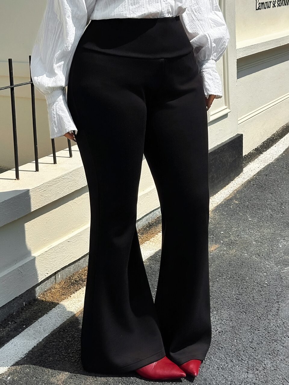 Plus Size Women's Solid Color Casual Versatile Daily Wear Long Pants