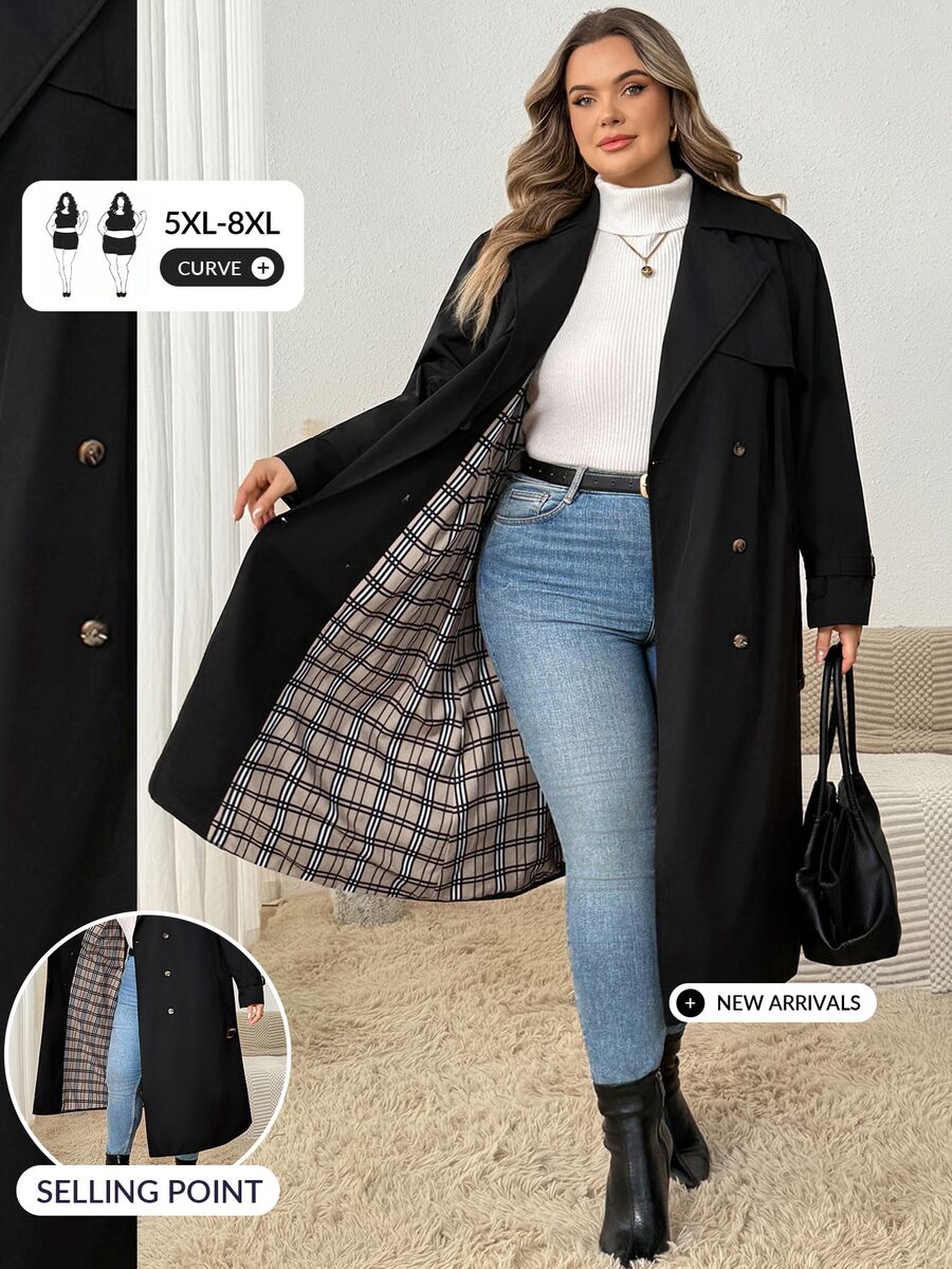 SHEIN CURVE+ معاطف مقاسات كبيرة، خريف وشتاء 2026 22W - متعدد الألوان - مشاهدة 1