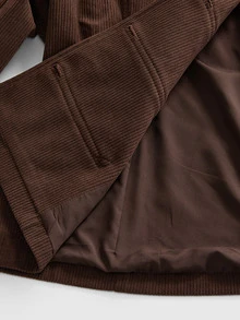 ROMWE Women's Back To School Season Collegiate Style Autumn/Winter Vintage Corduroy Stand Collar Jacket - Brown - View 5