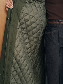 Anewsta Women's Pockets Waist Belt Design Long Sleeve Zipper Front Fur Collar Hooded Long Casual Winter Jack - Army Green - View 8