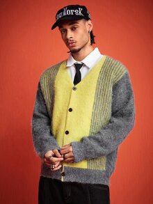 ROMWE MEN Men's Colorblock Casual Versatile Daily Wear Cardigan - Multicolor - View 6