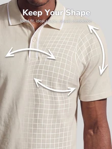TekDrob Double Anti-Odor Heavy Viscose Polo Shirt With Striped RIB Detail And Regular Fit - Apricot - View 4