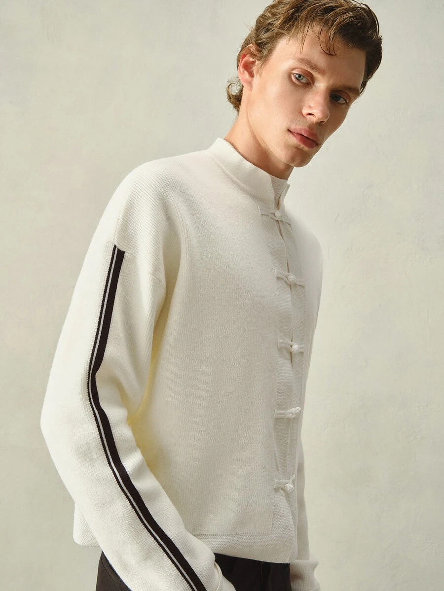 RONVEXI Men's Autumn/Winter Casual Frog Button Cardigan