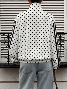 Modelyn Women's Polka Dot Colorblock Casual Versatile Daily Long Sleeve Jacket - Multicolor - View 3